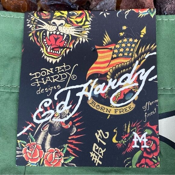 NWT New Ed Hardy Love Kills Slowly Olive Green Heart Skirt Medium Vintage - Picture 8 of 12